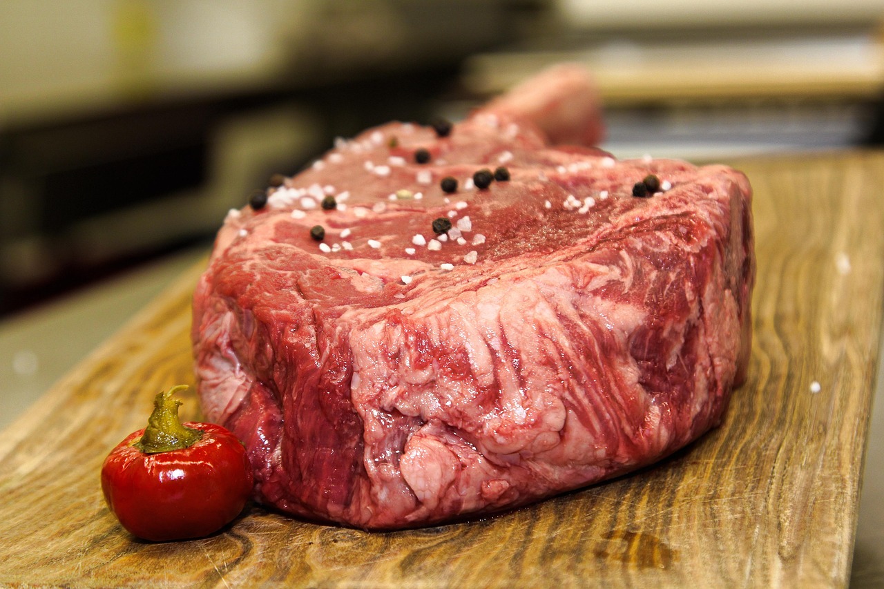 hackenmuellers old-fashioned butcher shop showing off seasoned steak