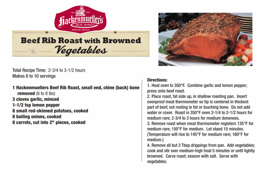 beef rib roast with browned vegetables