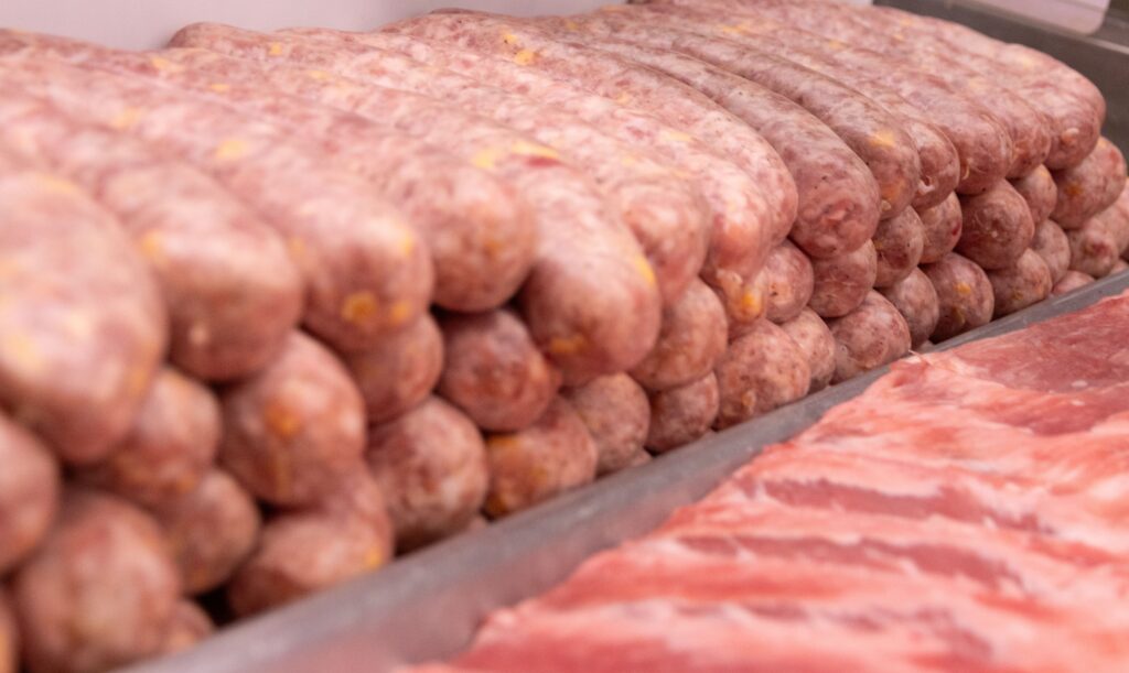 Handmade and smoked cheddar cheese brats