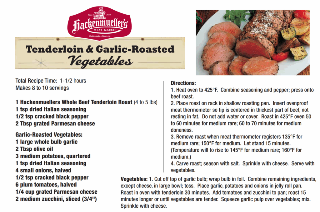 tenderloin and garlic roasted vegetables