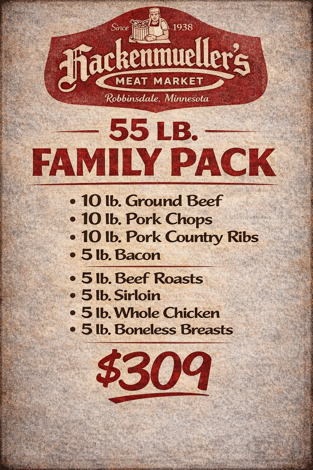 Meat bundles in minnesota save you time and money. Get the most meat per bundle from the best butcher Hackenmuellers